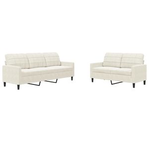 vidaXL Πολυθρόνες Σετ 2 Τεμαχίων Κρεμ από Βελούδο με Μαξιλάρια