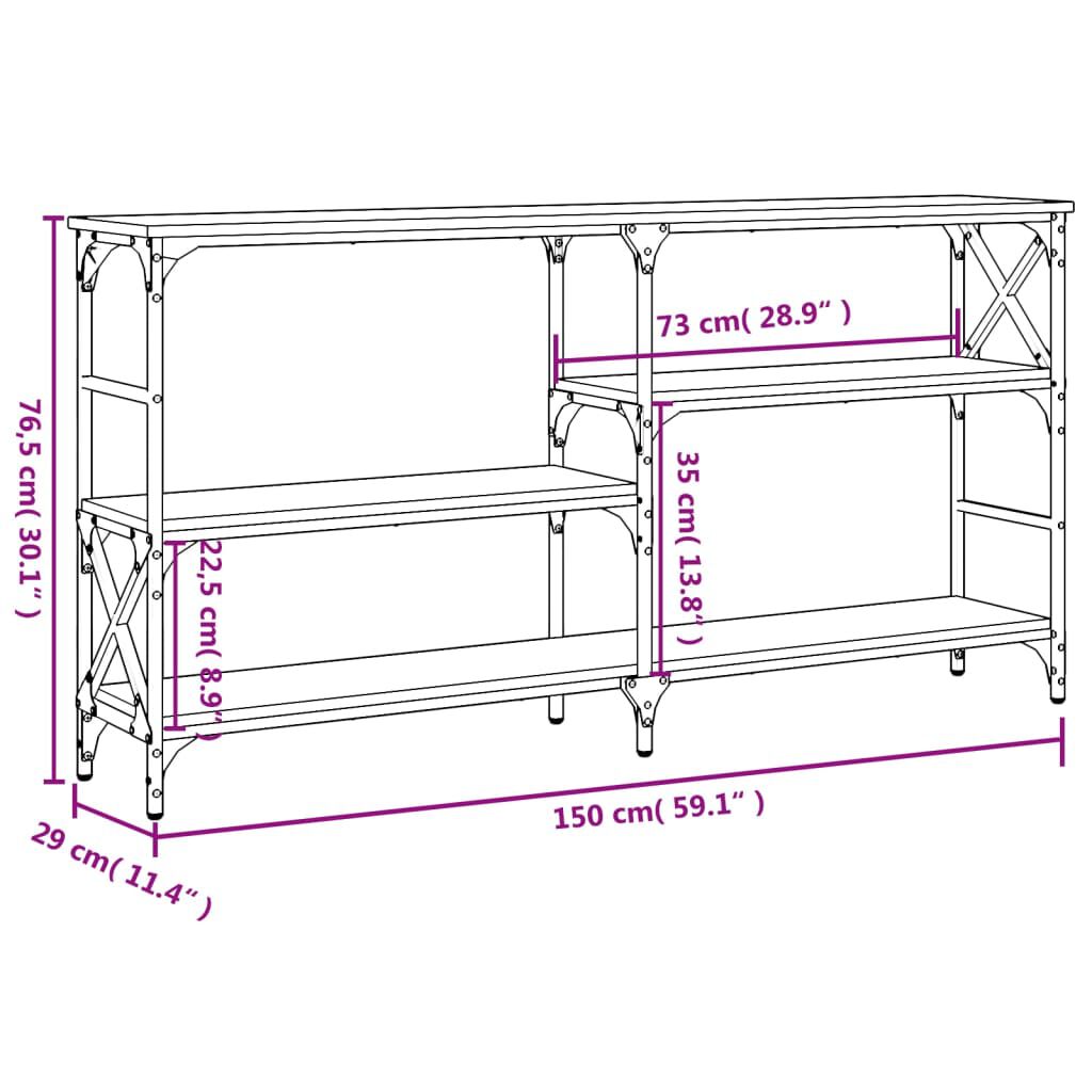 vidaXL Τραπέζι Κονσόλα Καφέ Δρυς 150 x 29 x 76,5 εκ. από Επεξεργ. Ξύλο