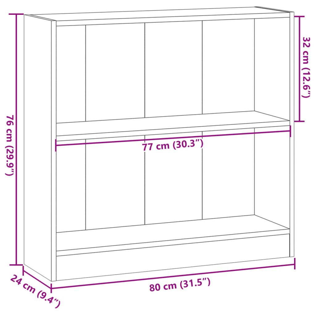 vidaXL Βιβλιοθήκη Καφέ Δρυς 80x24x76 εκ. από Επεξεργασμένο Ξύλο