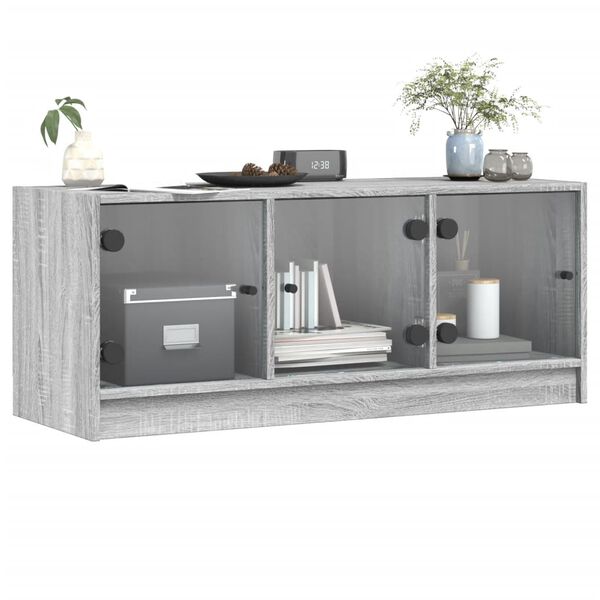 vidaXL Έπιπλο Τηλεόρασης Sonoma Γκρι 102x37x42 εκ. με Γυάλινες Πόρτες
