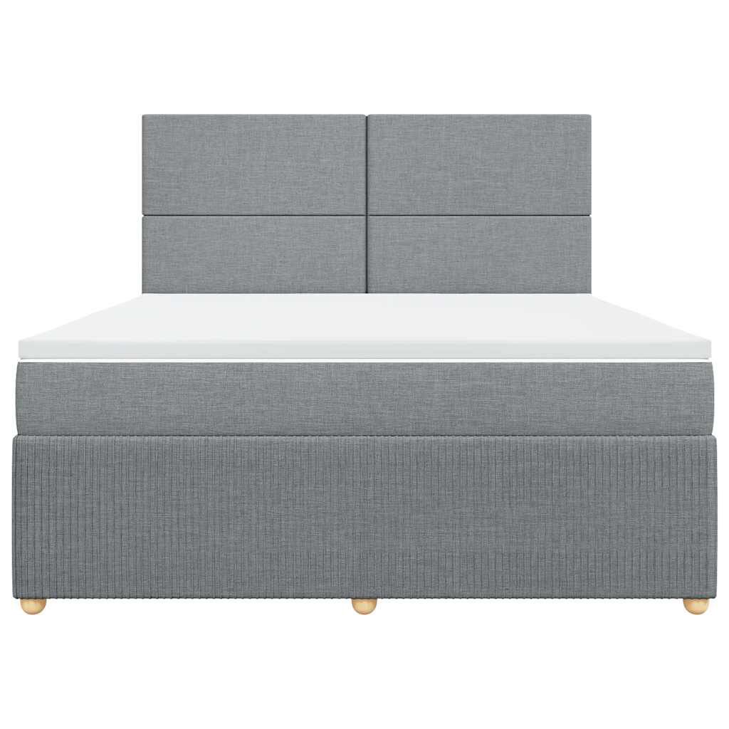vidaXL Κρεβάτι Boxspring με Στρώμα Ανοιχτό Γκρι 180x200 εκ. Υφασμάτινο