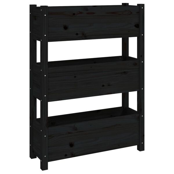 vidaXL Ζαρντινιέρα Μαύρη 77x25x104,5 εκ. από Μασίφ Ξύλο Πεύκου