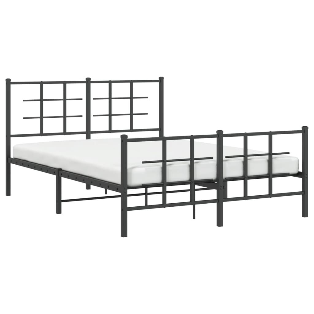 vidaXL Πλαίσιο Κρεβατιού με Κεφαλάρι&Ποδαρικό Μαύρο 140x200εκ. Μέταλλο