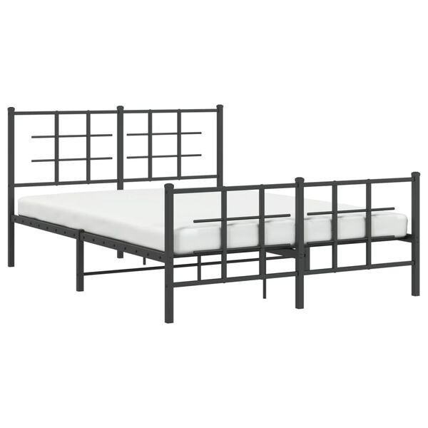 vidaXL Πλαίσιο Κρεβατιού με Κεφαλάρι&Ποδαρικό Μαύρο 140x200εκ. Μέταλλο