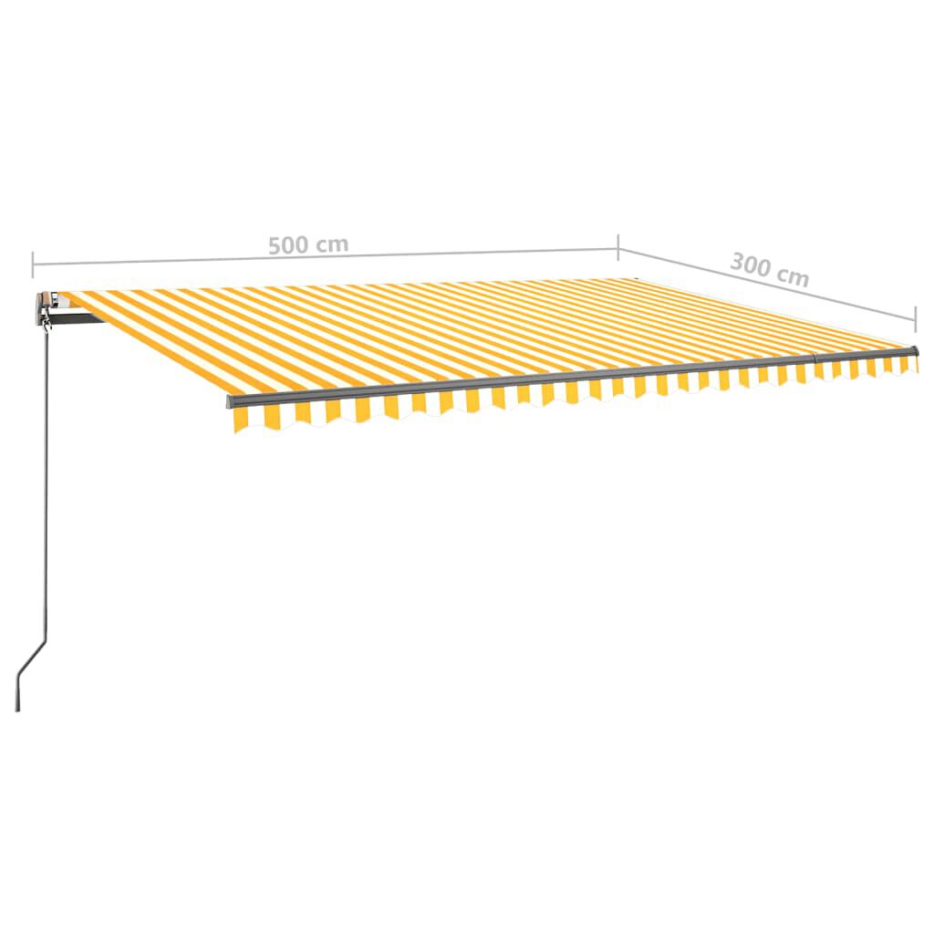 vidaXL Τέντα Αυτόματη με LED & Αισθ. Ανέμου Κίτρινο/Λευκό 500x300 εκ.
