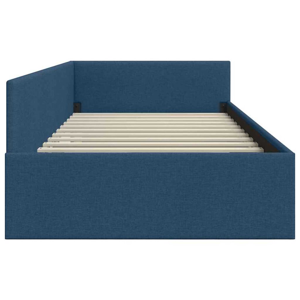 vidaXL Κρεβάτι Γωνίας Μπλε 90 x 200 cm Ύφασμα και Έργο ξύλου