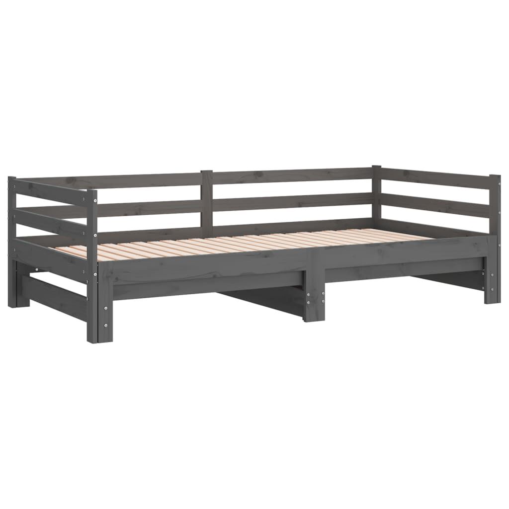 vidaXL Καναπές Κρεβάτι Γκρι 2 x (90 x 200) εκ. από Μασίφ Ξύλο Πεύκου