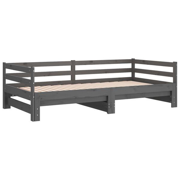 vidaXL Καναπές Κρεβάτι Γκρι 2 x (90 x 200) εκ. από Μασίφ Ξύλο Πεύκου