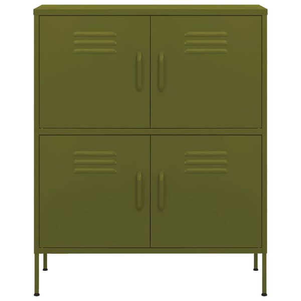 vidaXL Ντουλάπι Αποθήκευσης Πράσινο Λαδί 80x35x101,5 εκ. από Ατσάλι