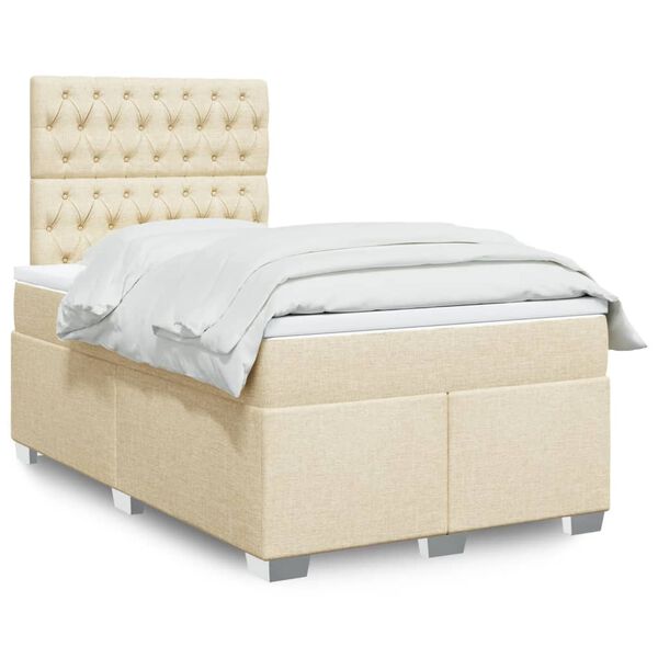 vidaXL &Kappa;&rho;&epsilon;&beta;ά&tau;&iota; Boxspring &mu;&epsilon; &Sigma;&tau;&rho;ώ&mu;&alpha; &Kappa;&rho;&epsilon;&mu; 120x200 &epsilon;&kappa;. &Upsilon;&phi;&alpha;&sigma;&mu;ά&tau;&iota;&nu;&omicron;