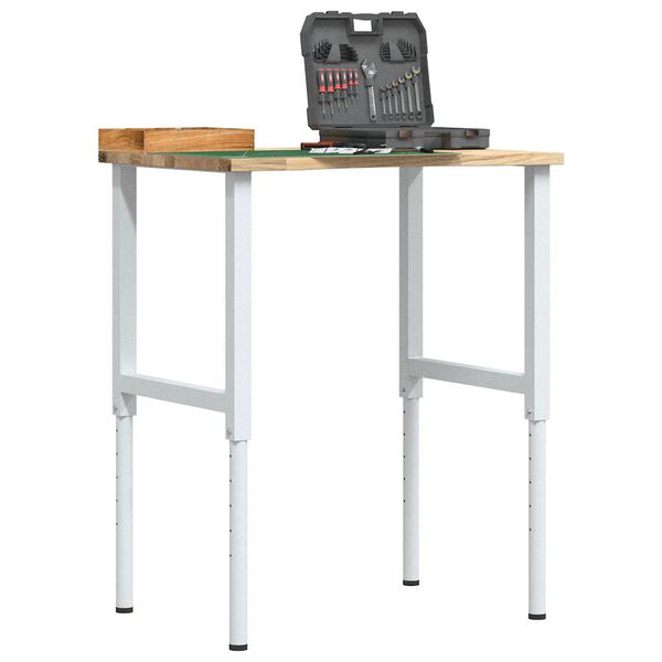 πάγκος εργασίας vidaXL 80x60x(71,5-98) cm Μασίφ Ξύλο Δρυς