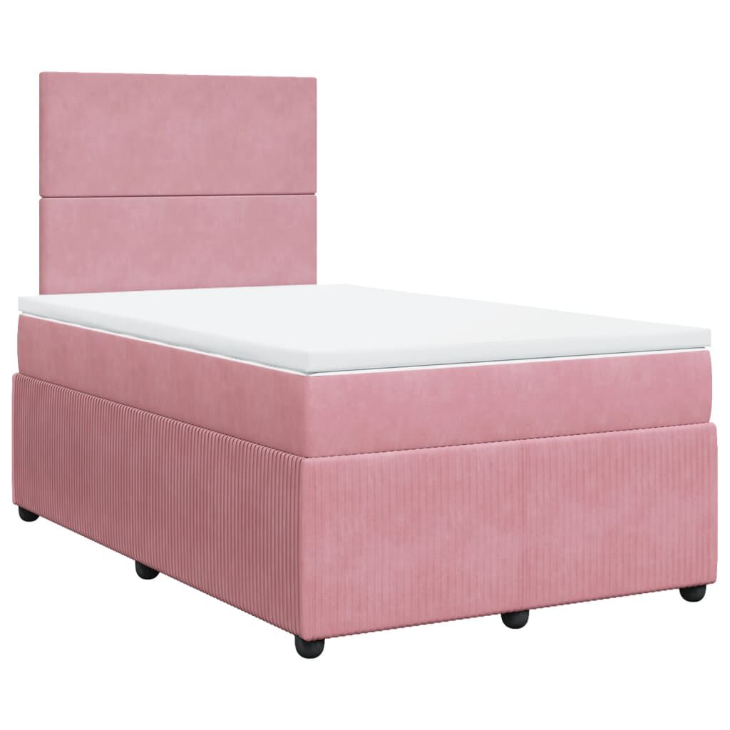 vidaXL Κρεβάτι Boxspring με Στρώμα Ροζ 120x200 εκ. Βελούδινο