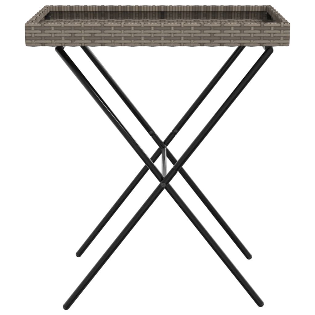 vidaXL Τραπέζι Δίσκος Πτυσσόμενο Γκρι 65x40x75 εκ. Συνθετικό Ρατάν