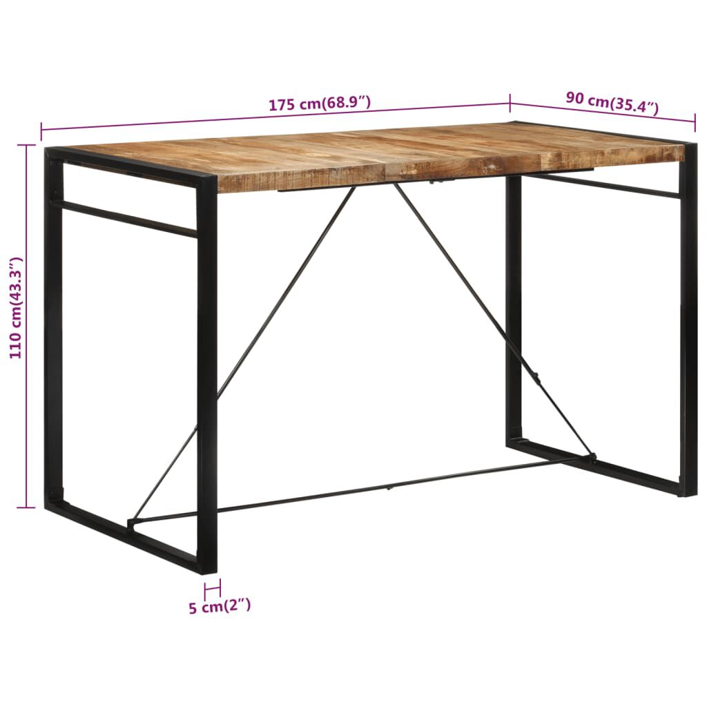 vidaXL Τραπέζι Μπαρ 175x90x110 εκ. από Ακατέργαστο Μασίφ Ξύλο Μάνγκο