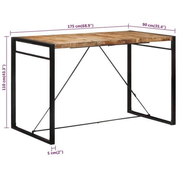 vidaXL Τραπέζι Μπαρ 175x90x110 εκ. από Ακατέργαστο Μασίφ Ξύλο Μάνγκο