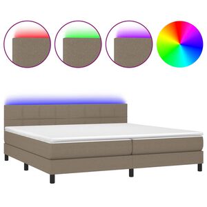 vidaXL &Kappa;&rho;&epsilon;&beta;ά&tau;&iota; Boxspring &mu;&epsilon; &Sigma;&tau;&rho;ώ&mu;&alpha; & LED Taupe 200x200 &epsilon;&kappa;. &Upsilon;&phi;&alpha;&sigma;&mu;ά&tau;&iota;&nu;&omicron;