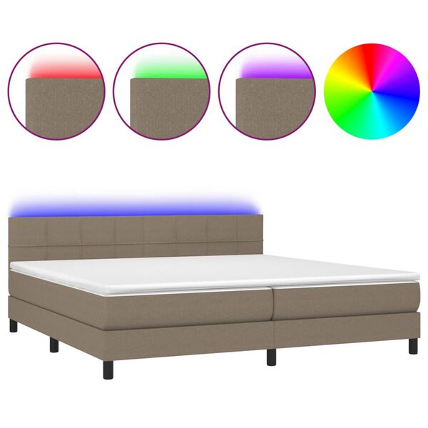 vidaXL &Kappa;&rho;&epsilon;&beta;ά&tau;&iota; Boxspring &mu;&epsilon; &Sigma;&tau;&rho;ώ&mu;&alpha; & LED Taupe 200x200 &epsilon;&kappa;. &Upsilon;&phi;&alpha;&sigma;&mu;ά&tau;&iota;&nu;&omicron;