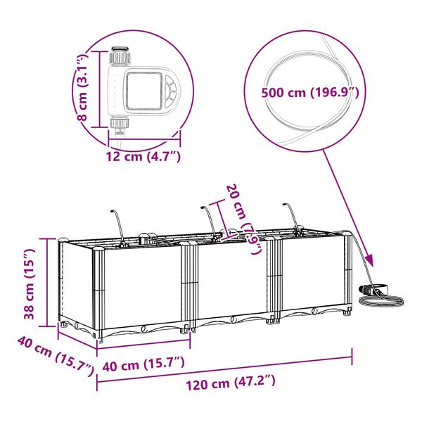 vidaXL Ζαρντινιέρες κήπου Καφέ 120 x 40 x 37.5 cm Ατσάλι
