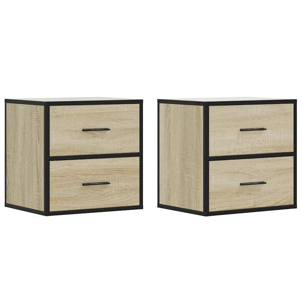 vidaXL Επίτοιχα κομοδίνα 2 τεμάχια Sonoma Oak 40x31x39,5 cm