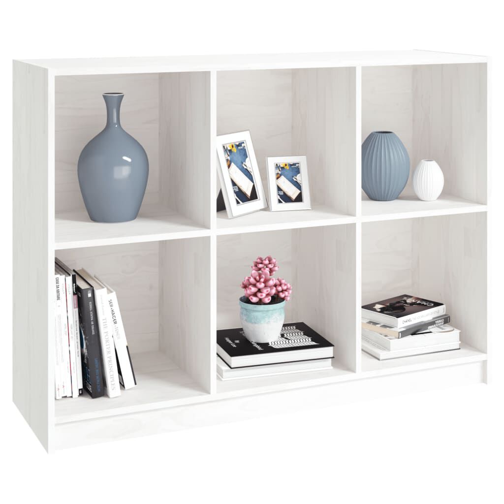 vidaXL Βιβλιοθήκη Λευκή 104 x 33 x76 εκ. από Μασίφ Ξύλο Πεύκου