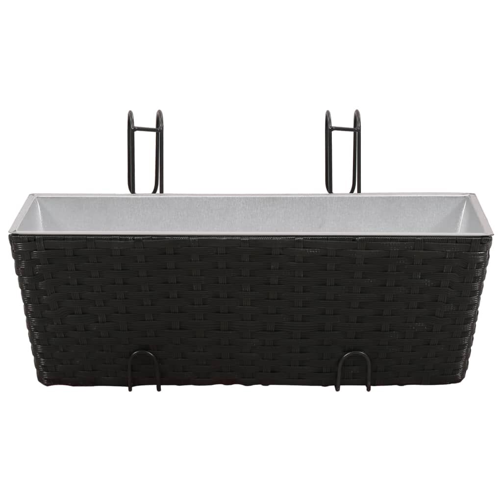 Σετ 2 τμχ Τραπεζοειδής Ζαρντινιέρα Rattan 50 cm Μαύρο