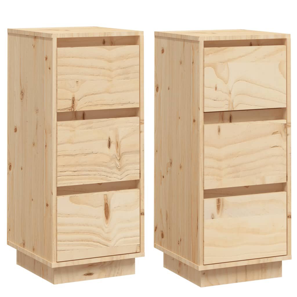 vidaXL Συρταριέρες 2 τεμ. 32 x 34 x 75 εκ. από Μασίφ Ξύλο Πεύκου
