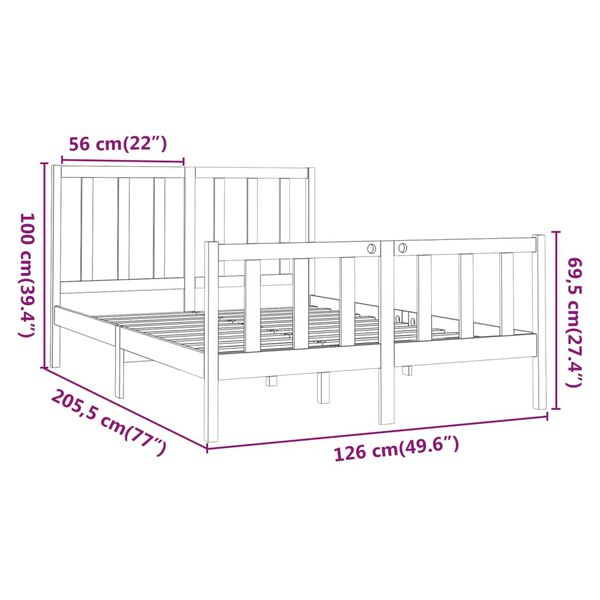 vidaXL Σκελετός Κρεβατιού Χωρίς Στρώμα 120x200 εκ Μασίφ Ξύλο Πεύκου