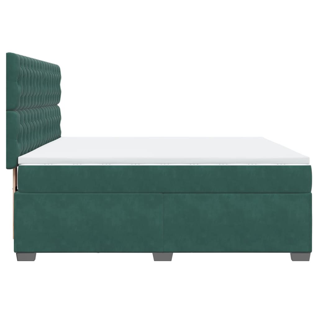 vidaXL Κρεβάτι Boxspring με Στρώμα Σκούρο Πράσινο 180x200εκ. Βελούδινο