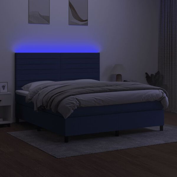 vidaXL &Kappa;&rho;&epsilon;&beta;ά&tau;&iota; Boxspring &mu;&epsilon; &Sigma;&tau;&rho;ώ&mu;&alpha; & LED &Mu;&pi;&lambda;&epsilon; 160x200 &epsilon;&kappa;. &Upsilon;&phi;&alpha;&sigma;&mu;ά&tau;&iota;&nu;&omicron;