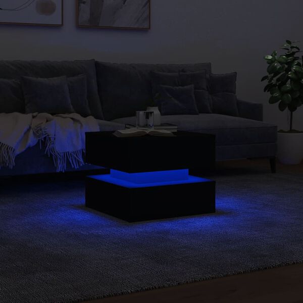 vidaXL Τραπεζάκι Σαλονιού με LED Μαύρο 50 x 50 x 40 εκ.