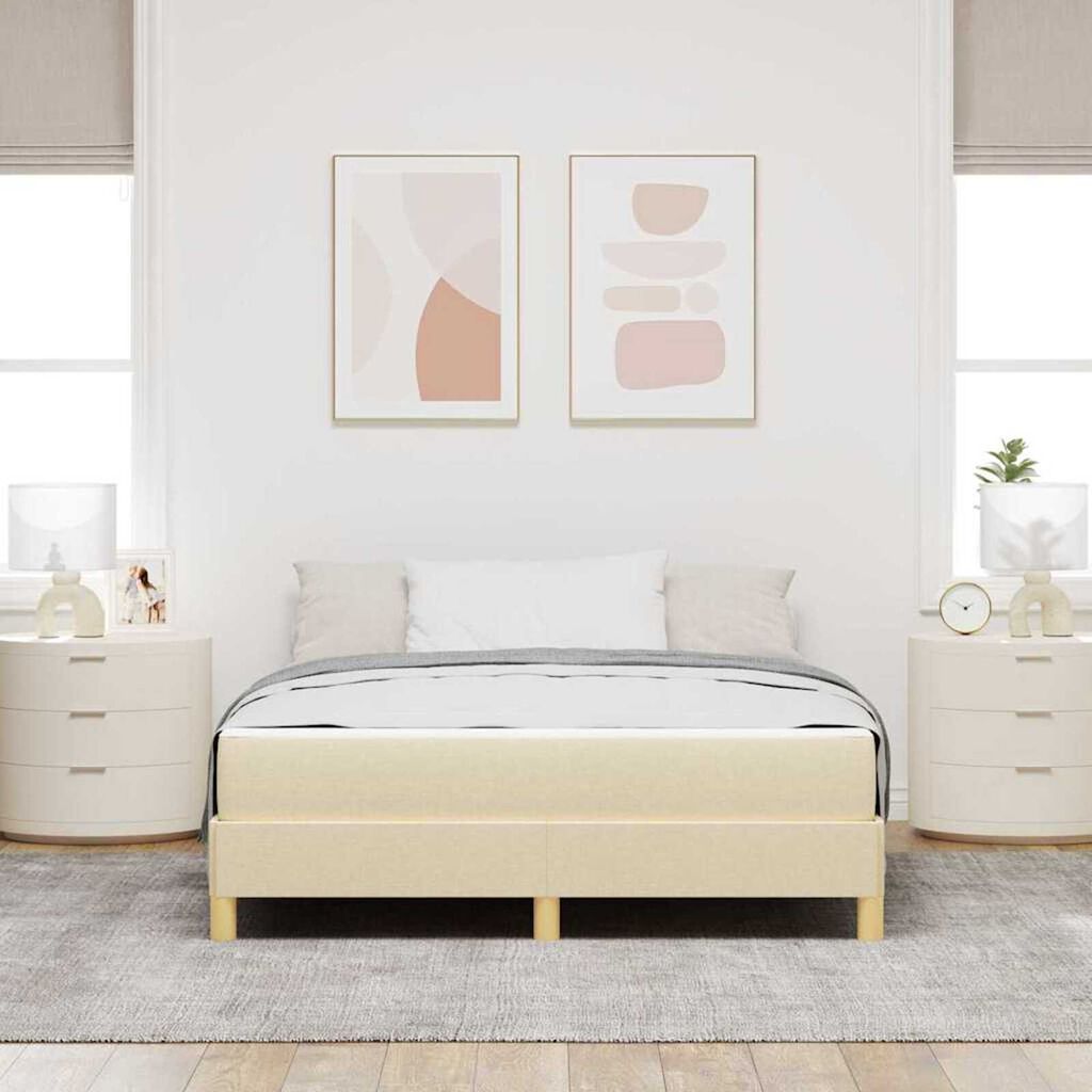 vidaXL Κρεβάτι με ελατήρια Κρέμα και Καφέ 140 x 200 cm