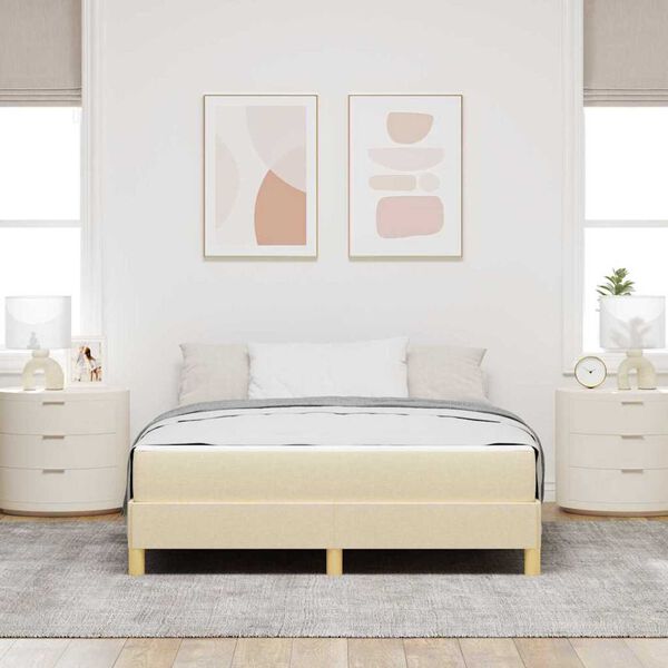 vidaXL Κρεβάτι με ελατήρια Κρέμα και Καφέ 140 x 200 cm