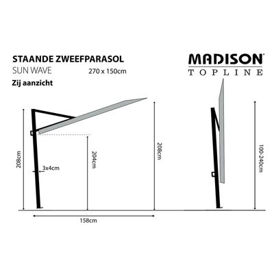 Madison Ομπρέλα Βεράντας Sun Wave Εκρού 270 x 150 εκ. PAC3P016