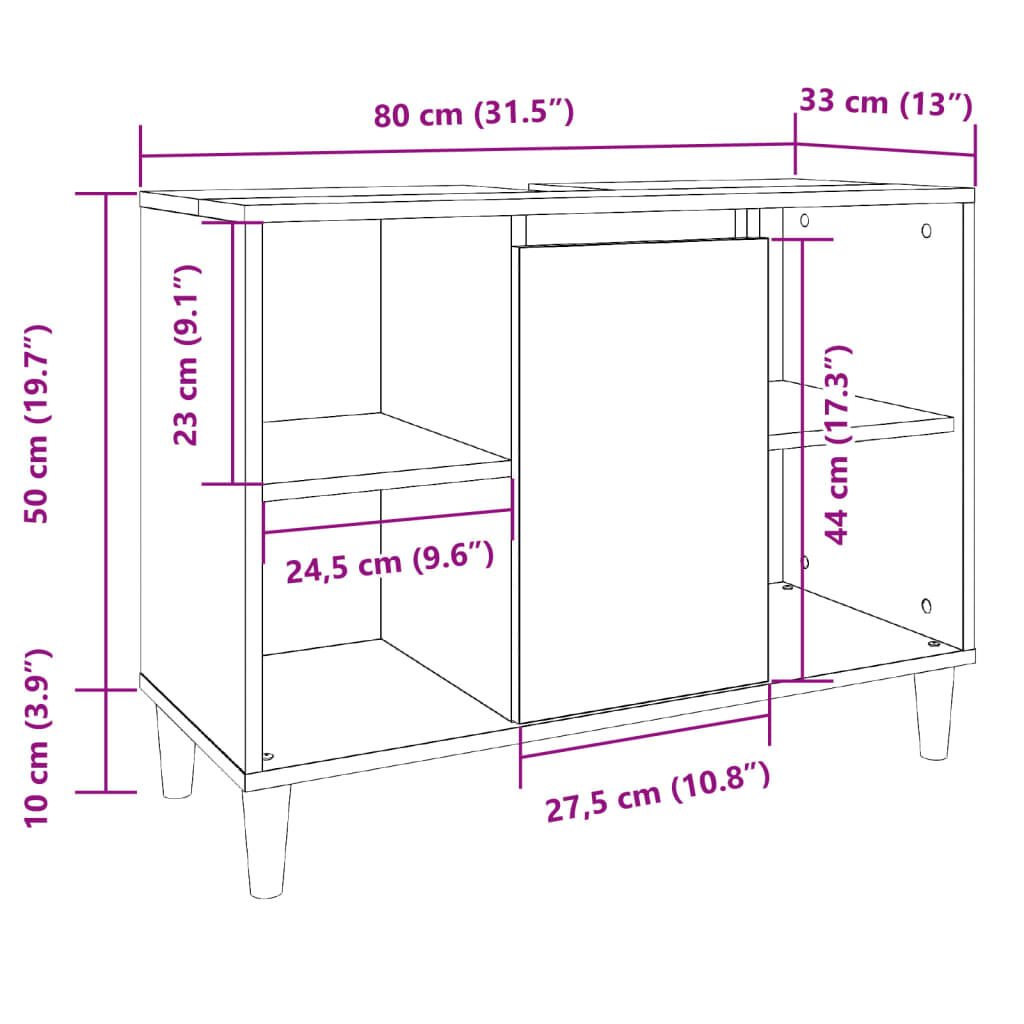 vidaXL Ντουλάπι Μπάνιου Παλαιό Ξύλο 80x33x60εκ. από Επεξεργασμένο Ξύλο
