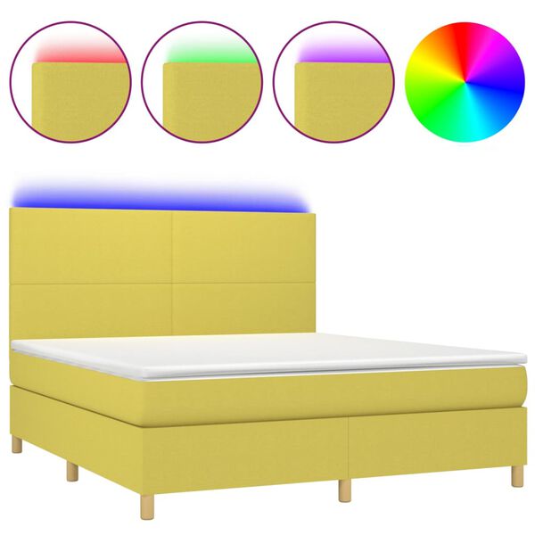 vidaXL &Kappa;&rho;&epsilon;&beta;ά&tau;&iota; Boxspring &mu;&epsilon; &Sigma;&tau;&rho;ώ&mu;&alpha; & LED &Pi;&rho;ά&sigma;&iota;&nu;&omicron; 160x200 &epsilon;&kappa; &Upsilon;&phi;&alpha;&sigma;&mu;ά&tau;&iota;&nu;&omicron;