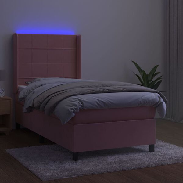 vidaXL &Kappa;&rho;&epsilon;&beta;ά&tau;&iota; Boxspring &mu;&epsilon; &Sigma;&tau;&rho;ώ&mu;&alpha; & LED &Rho;&omicron;&zeta; 90x190 &epsilon;&kappa;. &Beta;&epsilon;&lambda;&omicron;ύ&delta;&iota;&nu;&omicron;