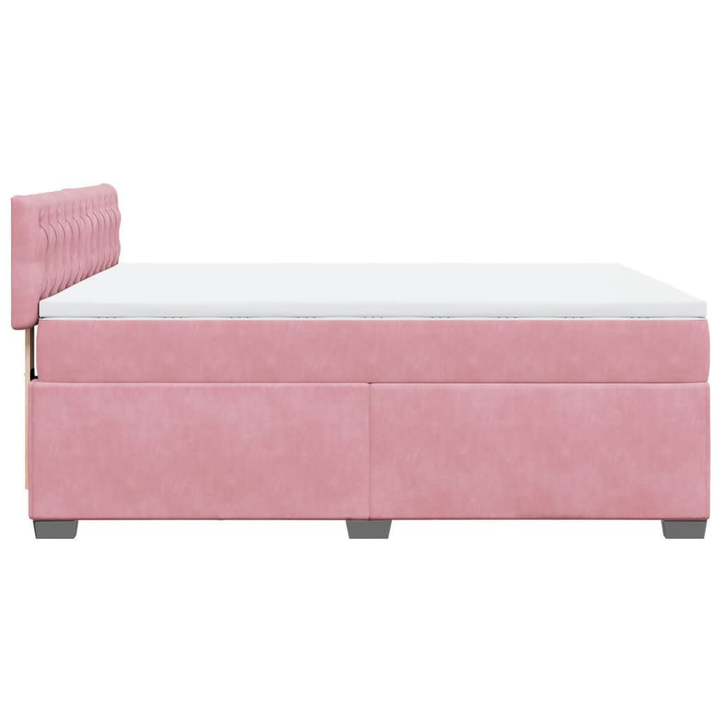 vidaXL Κρεβάτι Boxspring με Στρώμα Ροζ 160x200 εκ. Βελούδινο