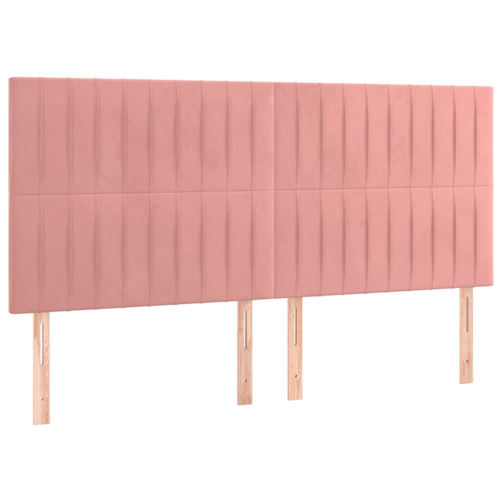 vidaXL Κρεβάτι Boxspring με Στρώμα Ροζ 200x200 εκ. Βελούδινο