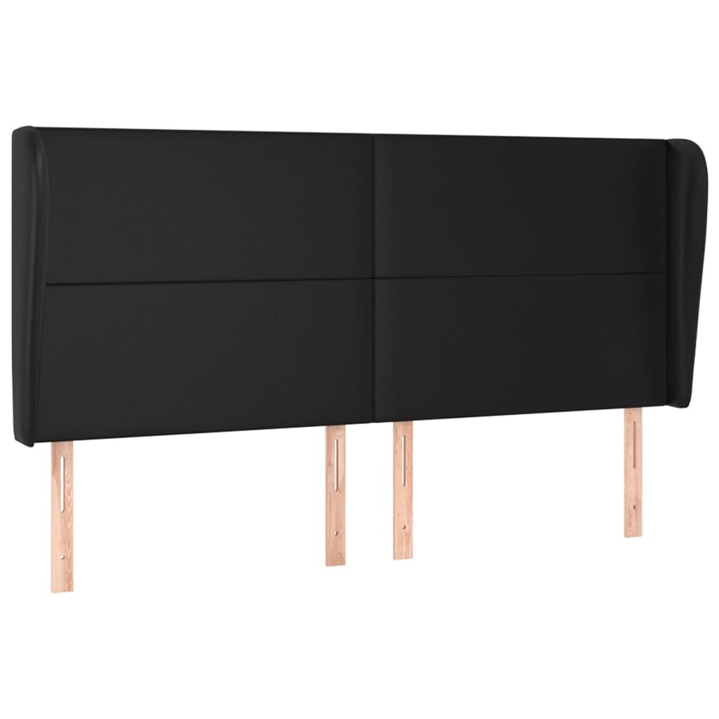 vidaXL Κεφαλάρι με Πτερύγια Μαύρο 163x23x118/128 εκ. Συνθ. Δέρμα