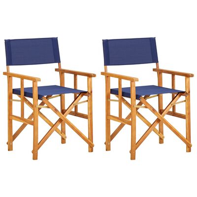 vidaXL Καρέκλες Σκηνοθέτη 2 τεμ. Μπλε από Μασίφ Ξύλο Ακακίας