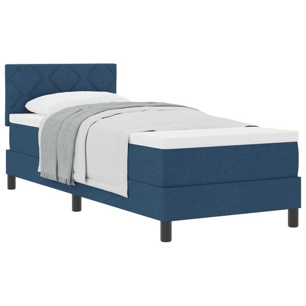 vidaXL Κρεβάτι box spring με στρώμα με στρώμα Μπλε 80 x 200 cm ύφασμα