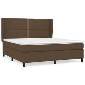 vidaXL Κρεβάτι Boxspring με Στρώμα Σκούρο Καφέ 160x200 εκ Υφασμάτινο