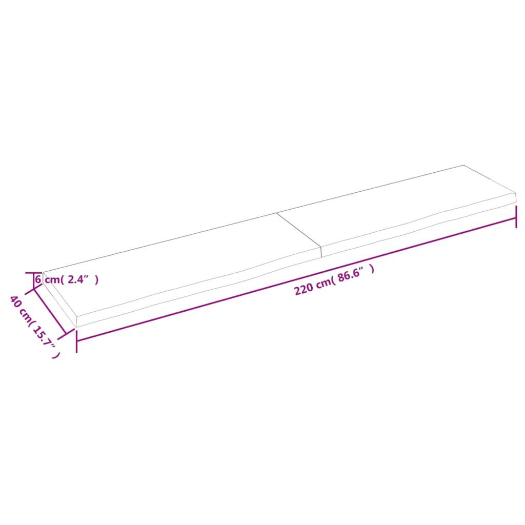vidaXL Πάγκος Μπάνιου Σκούρο Καφέ 220x40x(2-6) εκ. Επεξεργ. Μασίφ Ξύλο