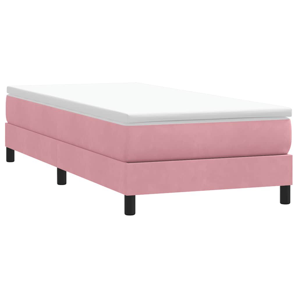 vidaXL Box Spring κρεβάτι με στρώμα ροζ 90x210 εκ. Βελούδινο