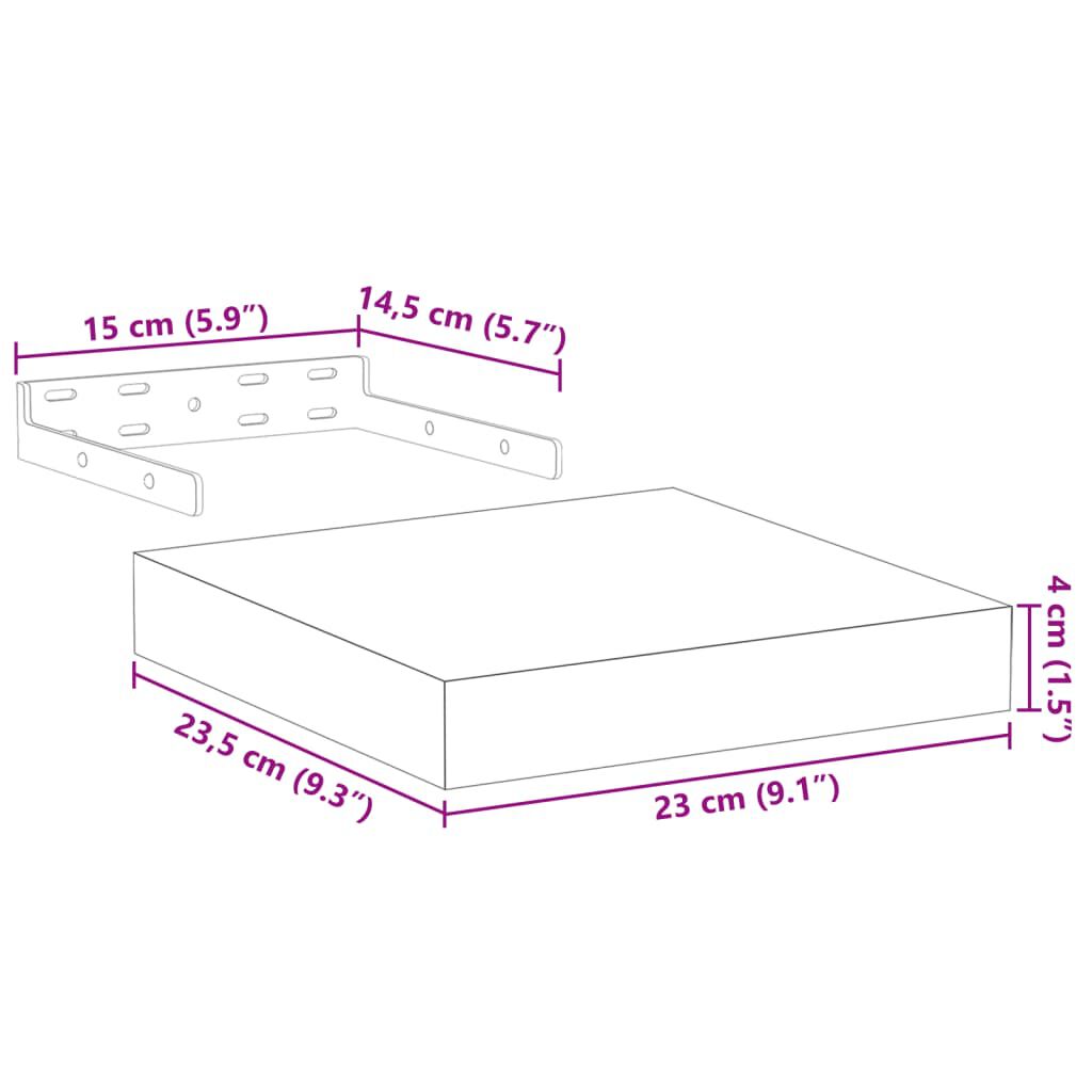 vidaXL Ράφι Κρεμαστό 23x23,5x4 εκ. Επεξ. Ξύλο