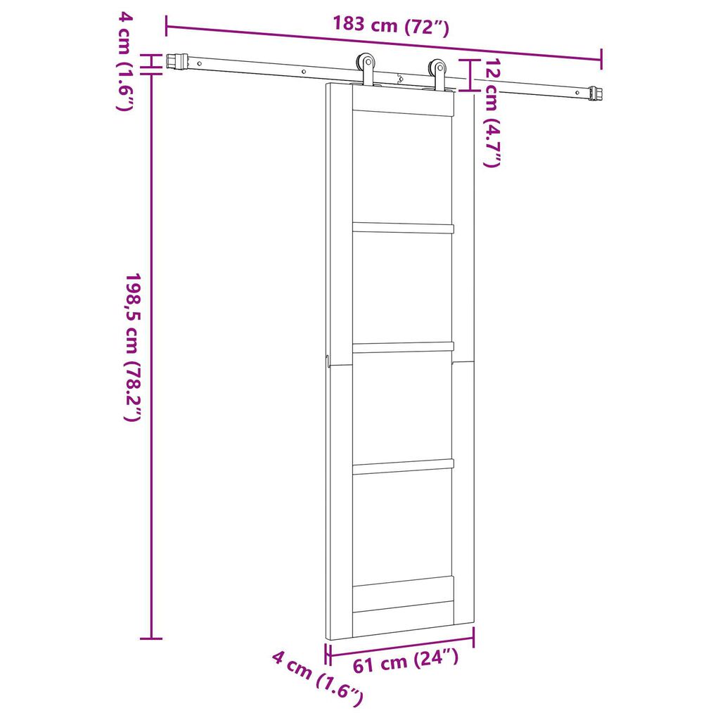 vidaXL Συρόμενη Πόρτα με Σετ Εξαρτημάτων 61x198.5 εκ. Συμπαγές Ξύλο Πεύκου