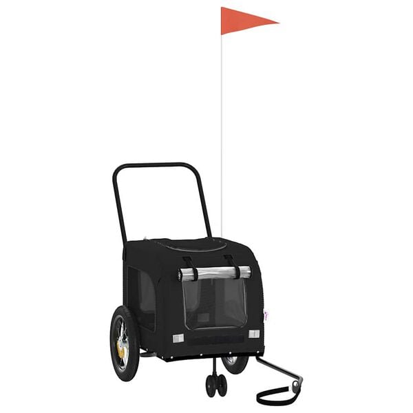 vidaXL Τρέιλερ ποδηλάτου για κατοικίδια Μαύρο 124,5 x 63,5 x 53 εκ