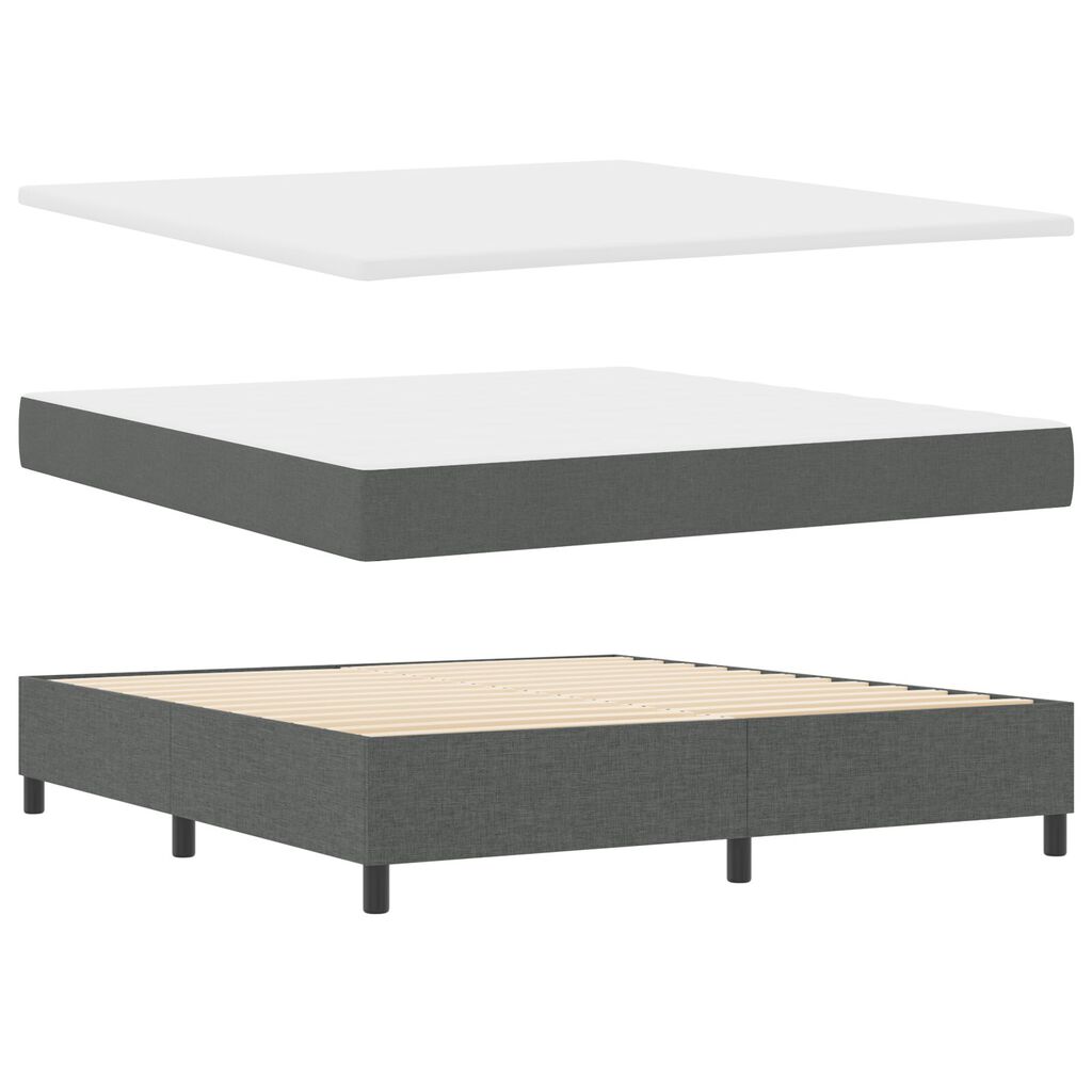 vidaXL Box Spring Κρεβάτι με Στρώμα & Πάγκο Σκούρο Γκρι 180x200 εκ. Ύφασμα