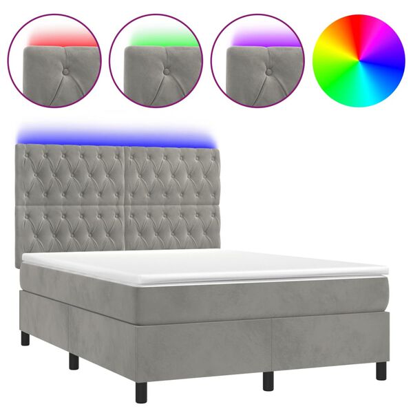 vidaXL &Kappa;&rho;&epsilon;&beta;ά&tau;&iota; Boxspring &mu;&epsilon; &Sigma;&tau;&rho;ώ&mu;&alpha;&LED &Alpha;&nu;. &Gamma;&kappa;&rho;&iota; 140x190 &epsilon;&kappa;. &Beta;&epsilon;&lambda;&omicron;ύ&delta;&iota;&nu;&omicron;