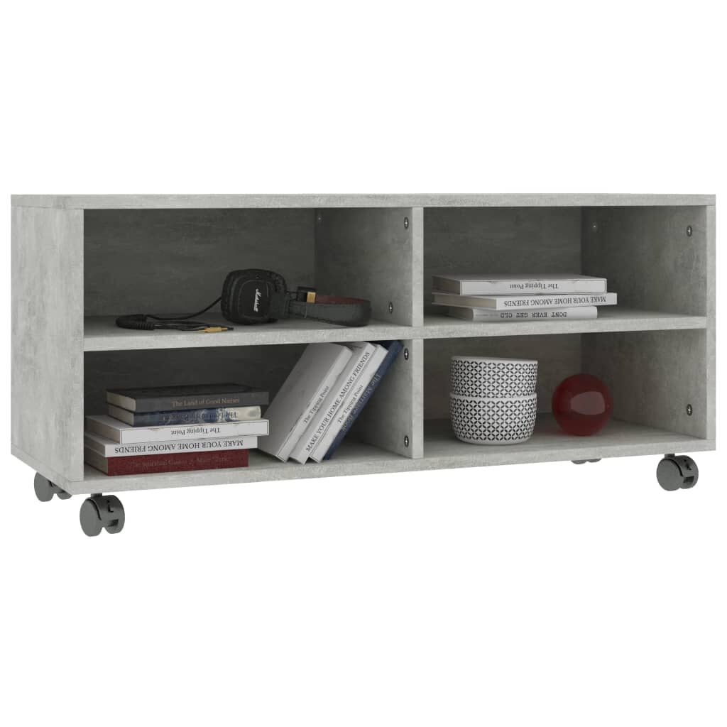 vidaXL Έπιπλο TV με Ρόδες Γκρι Σκυροδέματος 90x35x35 εκ. Επεξ. Ξύλο